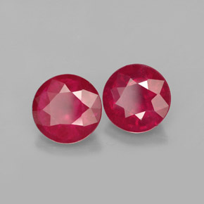 Gemas de rubí rojo natural de  ct, corte redondo, VS-SI