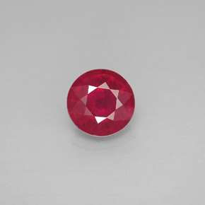 Rubí rojo natural de 1,74 ct, corte redondo, VS-SI