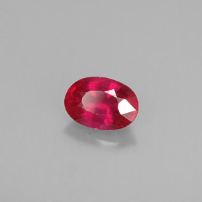 Rubí rojo natural de 0,66 ct, corte óvalo, VS-SI
