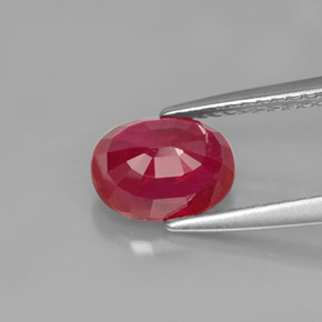 Rubí rojo natural de 1,90 ct, corte óvalo, VS-SI