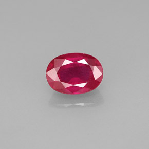 Rubí rojo natural de 1,30 ct, corte óvalo, VS-SI