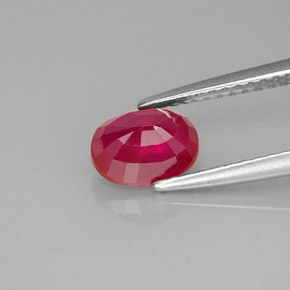 Rubí rojo natural de 1,30 ct, corte óvalo, VS-SI