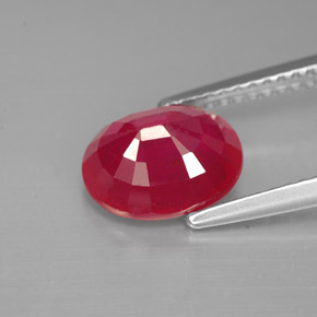Rubí rojo natural de 2,77 ct, corte óvalo, SI