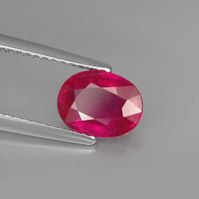 Rubí rojo natural de 1,62 ct, corte óvalo, VS-SI