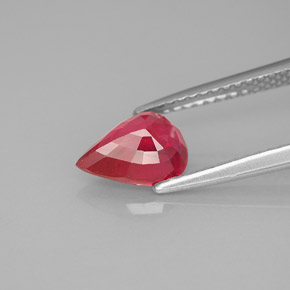 Rubí rojo natural de 1,53 ct, en forma de pera, VS-SI