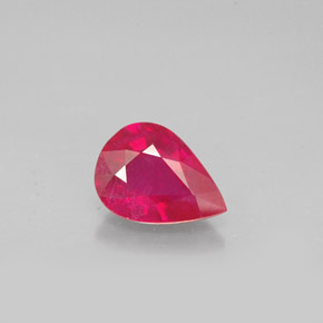 Rubí rojo natural de 1,37 ct, en forma de pera, VS-SI