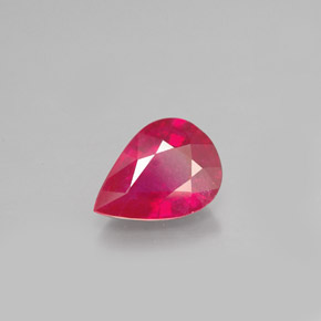 Rubí rojo natural de 1,37 ct, en forma de pera, VS-SI