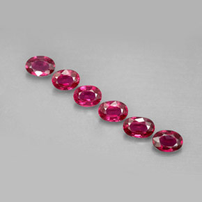 Gemas de rubí rojo natural de  ct, corte óvalo, VS