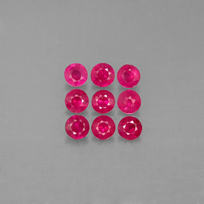 Gemas de rubí rojo natural de  ct, corte redondo, VS