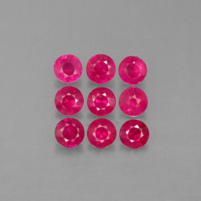 Gemas de rubí rojo natural de  ct, corte redondo, VS