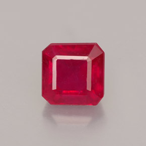 Rubí rojo natural de 1,79 ct, corte esmeralda, VS-SI