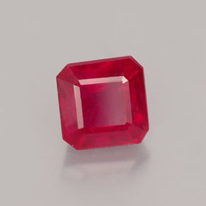 Rubí rojo natural de 1,79 ct, corte esmeralda, VS-SI