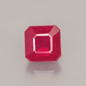 Rubí rojo natural de 1,77 ct, corte esmeralda, SI