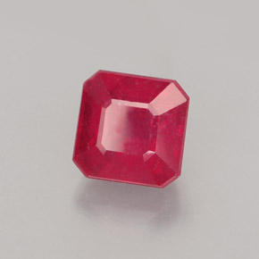 Rubí rojo natural de 1,77 ct, corte esmeralda, SI
