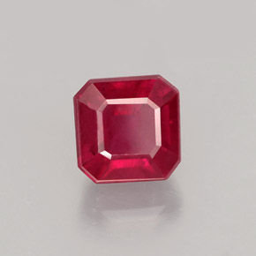 Rubí rojo natural de 1,68 ct, corte esmeralda, VS-SI