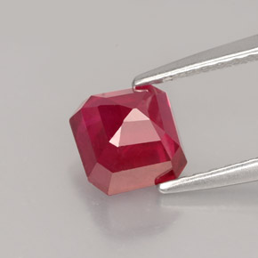 Rubí rojo natural de 1,68 ct, corte esmeralda, VS-SI