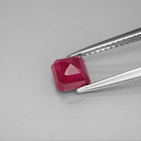 Rubí rojo natural de 1,38 ct, corte esmeralda, VS-SI