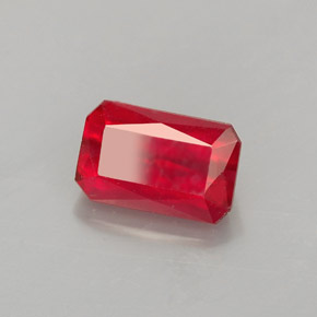 Rubí rojo natural de 1,80 ct, corte esmeralda, VS-SI