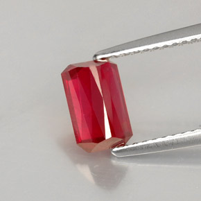 Rubí rojo natural de 1,80 ct, corte esmeralda, VS-SI