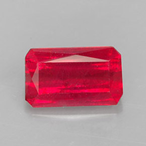 Rubí rojo natural de 1,77 ct, corte esmeralda, VS-SI
