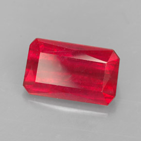 Rubí rojo natural de 1,77 ct, corte esmeralda, VS-SI