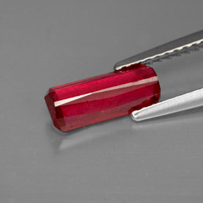 Rubí rojo natural de 1,44 ct, corte esmeralda, VS-SI