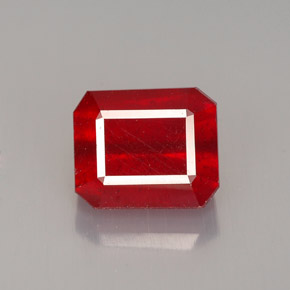 Rubí rojo natural de 3,28 ct, corte esmeralda, VS-SI