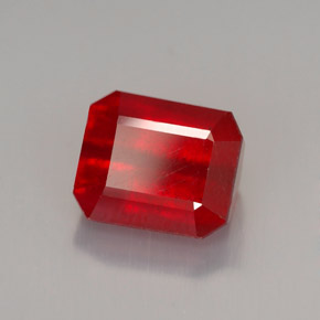 Rubí rojo natural de 3,28 ct, corte esmeralda, VS-SI