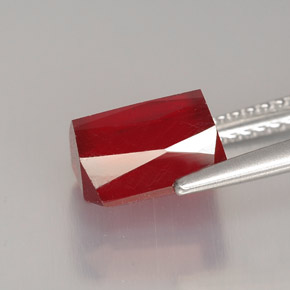 Rubí rojo natural de 3,28 ct, corte esmeralda, VS-SI