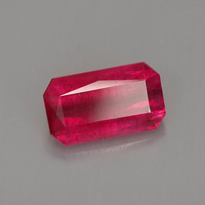 Rubí rojo natural de 1,52 ct, corte esmeralda, VS-SI