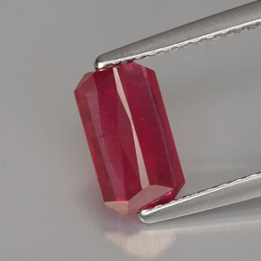 Rubí rojo natural de 1,52 ct, corte esmeralda, VS-SI