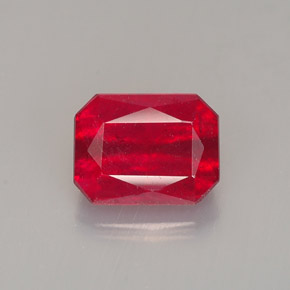 Rubí rojo natural de 1,67 ct, corte esmeralda, SI