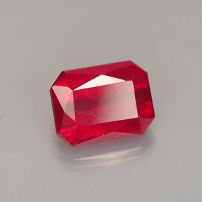 Rubí rojo natural de 1,67 ct, corte esmeralda, SI