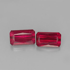 Gemas de rubí rojo natural de  ct, corte esmeralda, SI