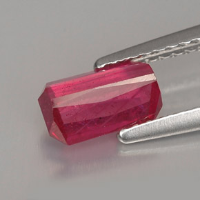 Rubí rojo natural de 1,13 ct, corte esmeralda, VS-SI