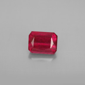Rubí rojo natural de 1,35 ct, corte esmeralda, SI