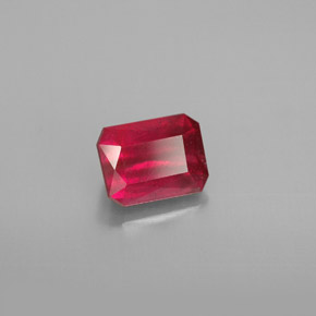 Rubí rojo natural de 1,35 ct, corte esmeralda, SI