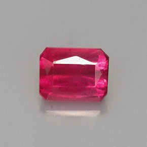 Rubí rojo natural de 1,00 ct, corte esmeralda, VS-SI
