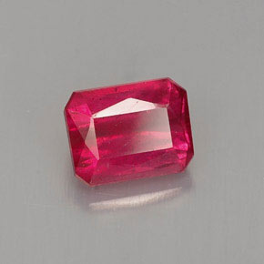 Rubí rojo natural de 1,00 ct, corte esmeralda, VS-SI