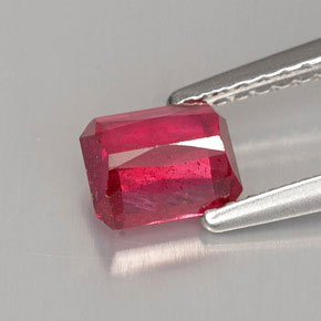 Rubí rojo natural de 1,00 ct, corte esmeralda, VS-SI