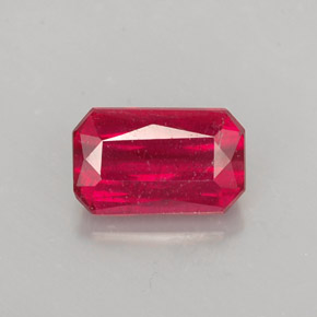 Rubí rojo natural de 1,61 ct, corte esmeralda, SI