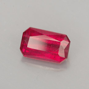 Rubí rojo natural de 1,61 ct, corte esmeralda, SI