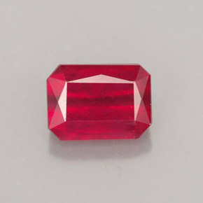 Rubí rojo natural de 1,82 ct, corte esmeralda, SI