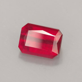 Rubí rojo natural de 1,82 ct, corte esmeralda, SI