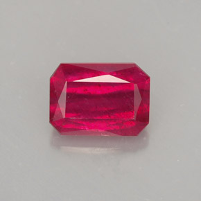 Rubí rojo natural de 1,68 ct, corte esmeralda, SI