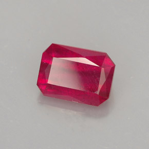 Rubí rojo natural de 1,68 ct, corte esmeralda, SI