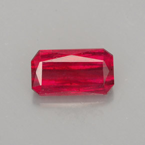 Rubí rojo natural de 1,54 ct, corte esmeralda, SI