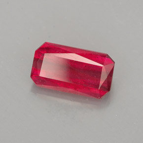 Rubí rojo natural de 1,54 ct, corte esmeralda, SI