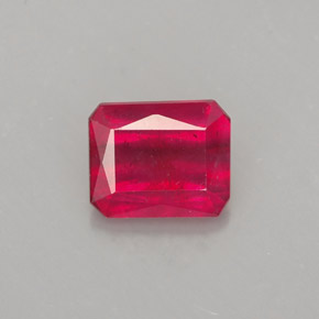 Rubí rojo natural de 1,29 ct, corte esmeralda, SI