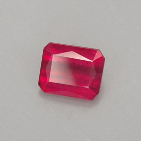 Rubí rojo natural de 1,29 ct, corte esmeralda, SI